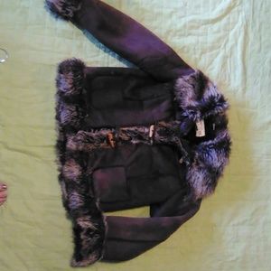 Brown and tan fauh fur winter coat